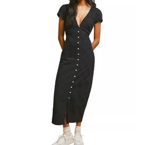 Free People New in Town Cotton Button Front Midi Dress